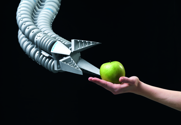 Bionic Handling Assistant: A gripping tool that can reliably pick up and safely put down objects gently and flexibly.