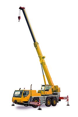 Application example for hydraulic cylinders in mobile use. As well as the support displacement, the extending movement of the stabiliser can also be measured.