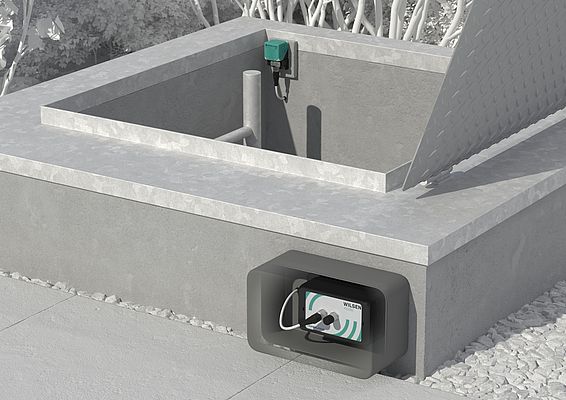 WILSEN.node with inductive sensor monitors the closed position of a manhole cover. © PEPPERL+FUCHS SE