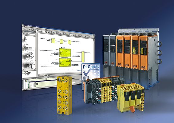 With SafeDESIGNER, in addition to FBK and LD language elements that conform to IEC 61131-3, users have a TÜV certified library with 20 function blocks for machine automation available to them for programming safety functions.