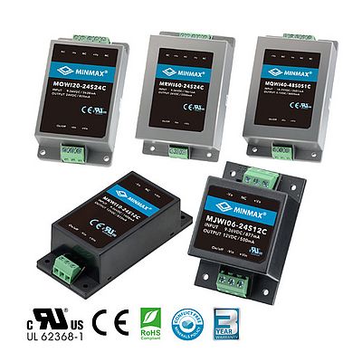 6-60W Isolated DC-DC Converters for Chassis and Din-Rail Mounting