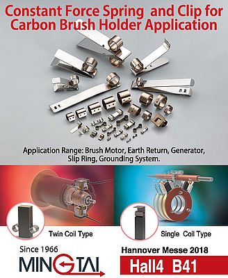 Constant Force Springs and Clip for Carbon Brush Holder Application