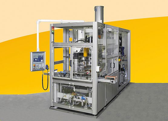 The Sonplas portfolio includes equipment for hydro-erosive (HE) abrasive flow machining of injectors and injection components, as implemented for example on the automatic HE fluid grinding module for flow calibration of high pressure injection components.