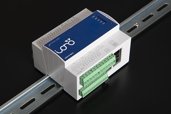 Iono Pi Max, an all-in-one solution for industrial control with a Raspberry Pi core. Iono Pi Max with a wide range of analog and digital interfaces.