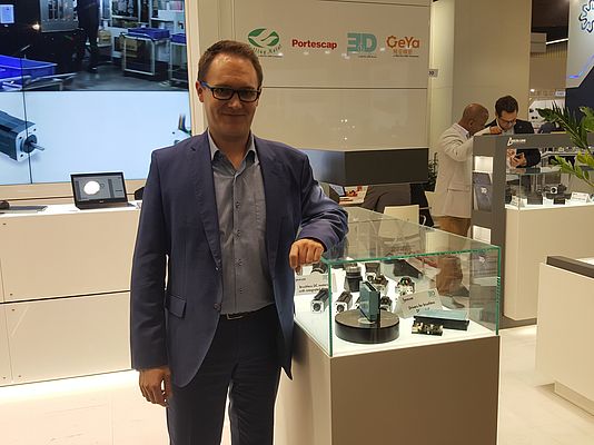 Lionel Munsch, Business Development Manager from Delta Line presents Brushless DC Motors and Drivers made by E&D at SPS 2019