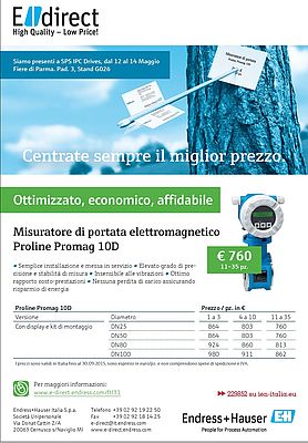 Misuratore di portata elettromagnetico Proline Promag 10D