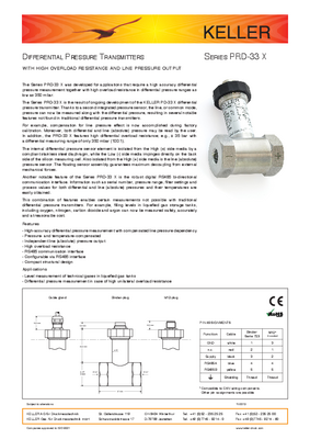 Trasmettitore di pressione differenziale PRD-33 X