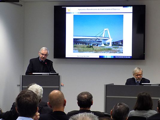 L’intervento del prof. Pier Giorgio Malerba dal titolo “Ispezioni e manutenzione dei ponti strallati di Malpensa”