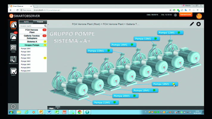 Schermata del software Linerecorder Smartobserver ifm relativa al Gruppo Pompe