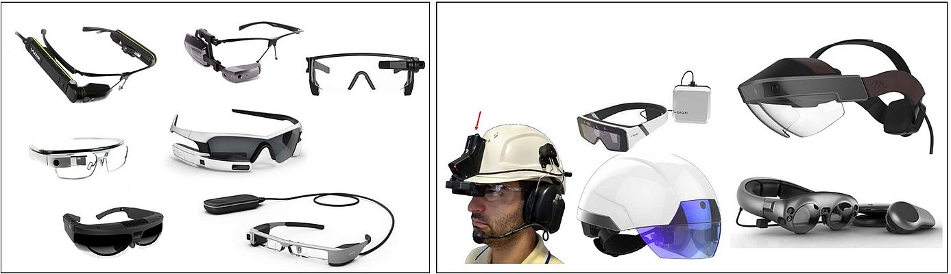 Figura 1 – Esempio di Smart-Glasses e Smart-Helmets commerciali