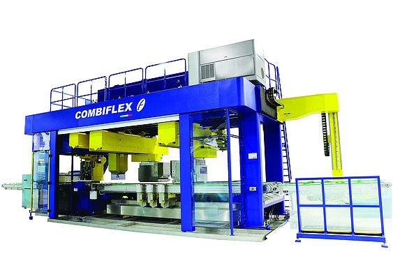Sistema per la lavorazione del vetro COMBIFLEX di Forvet installato presso una primaria multinazionale del settore dell’edilizia