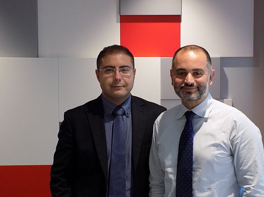 Da destra a sinistra, Giosué Cavallaro e Alessandro Cerrina, rispettivamente Marketing Manager e Technical Service Team Leader di SEW-EURODRIVE