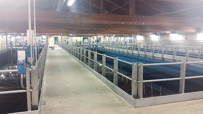 Le vasche di depurazione dell’impianto di Dimaro, in provincia di Trento