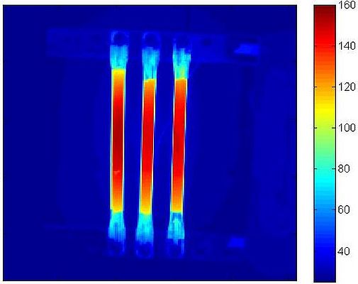 Figura 2 - Termografia delle barre ottenuta direttamente, senza vetrini interposti