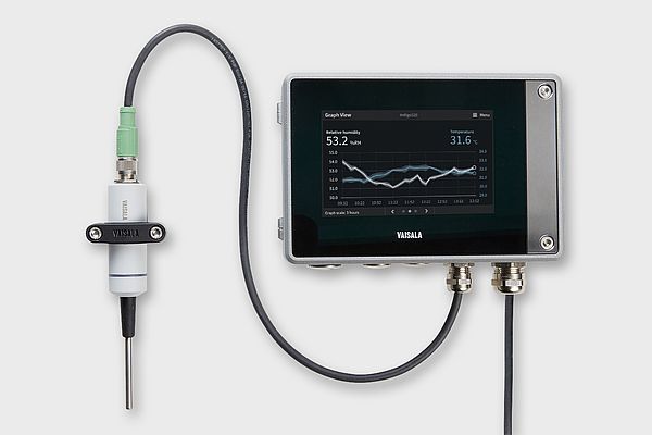 HMP1 probe with robust Indigo520 transmitter that enables dual-probe installations for extended parameter monitoring or extreme accuracy.