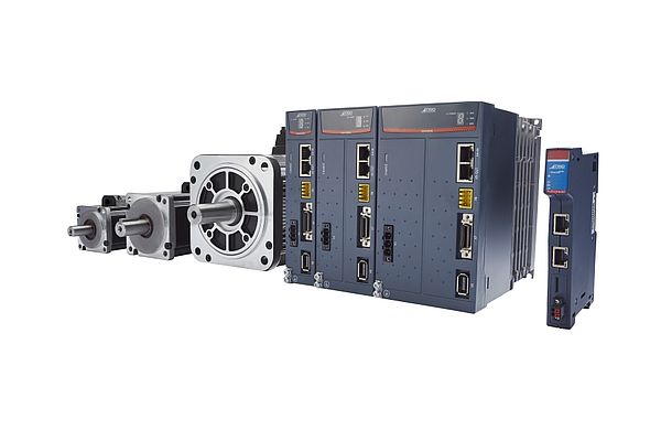 Trio’s machine solution includes motion-centric controllers, servo drives and motors, plus I/O.