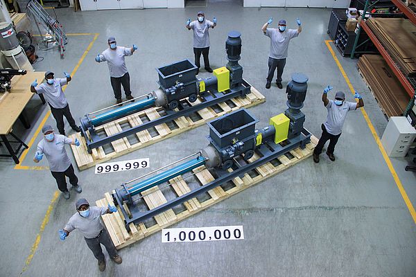 NETZSCH ships its 1,000,000th pump: NEMO® progressing cavity pump with hopper and integrated aBP® module