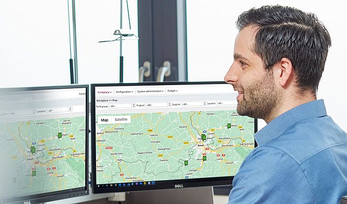 A GPS tracker integrated in the instrument in addition to a clear and concise map view based on Google Maps make it easy to locate widely distributed containers. Source: Endress+Hauser