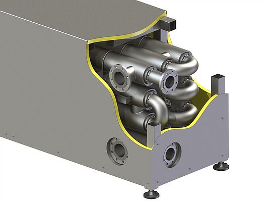 Multiple DTR Series heat exchangers can be mounted together in a frame for larger installations