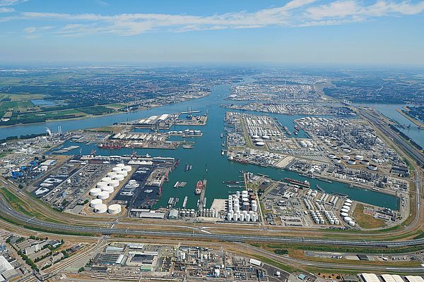 Aerial view on industrial complex in the Port of Rotterdam