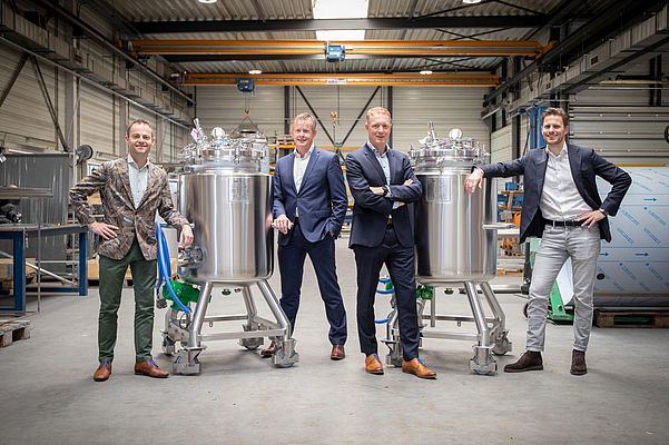 Left to right: Joost Nieuwlaat Sales Manager, Fred Boere CEO, Arno Rodenburg COO, Gerard Blok Commercial Manager. Foto: Gpi Tanks.
