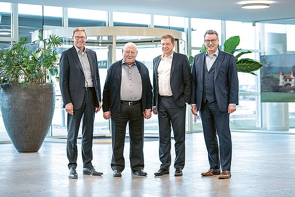 Schubert’s corporate management: Marcel Kiessling, Managing Director Sales and Service; Gerhard Schubert, Founder and Managing Partner; Ralf Schubert, Managing Partner; Peter Gabriel, Commercial Managing Director (from left to right).