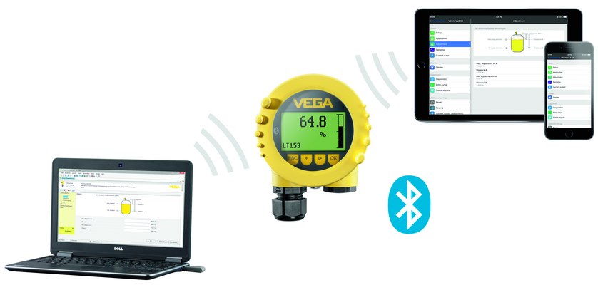 VEGA wireless Bluetooth adjustment for all plics® sensors from 2002