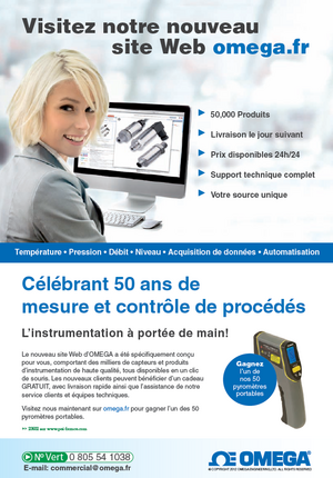 Nouveau site web omega.fr, 50 ans de mesure et contrôle de procédés