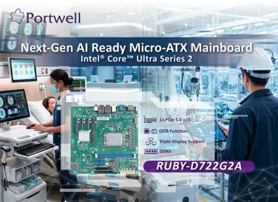 RUBY-D722G2A carte mère microATX pour applications IA industrielles de Portwell