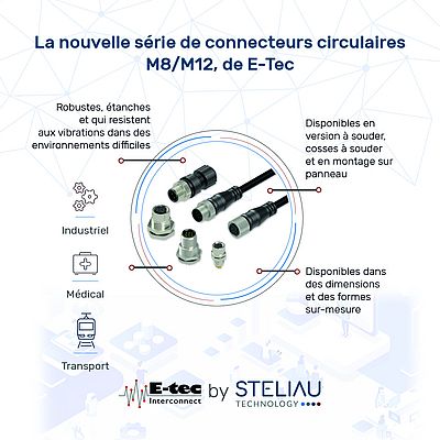 Les connecteurs circulaires M8 et M12, de E-tec