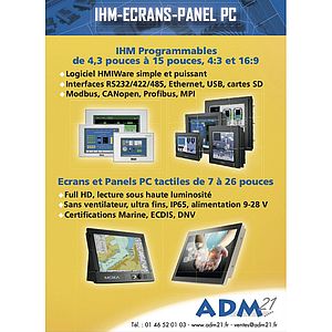 IHM Programmables, écrans et panels PC tactiles d'ADM21
