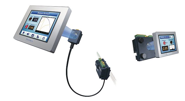 Les écrans tactiles de la gamme GP4100 et deux API tactiles de la gamme LT4000M