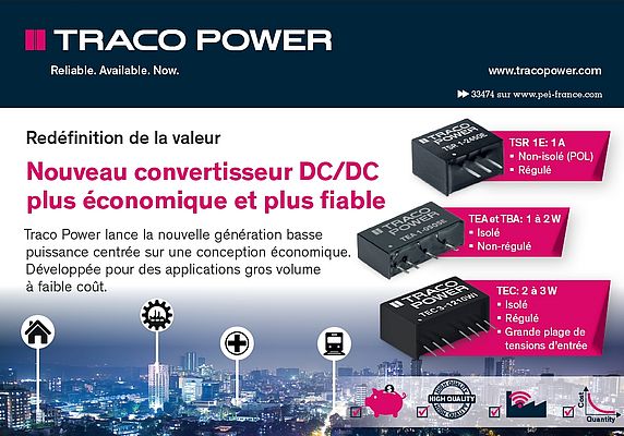 Convertisseur DC/DC économique et fiable de Traco Power