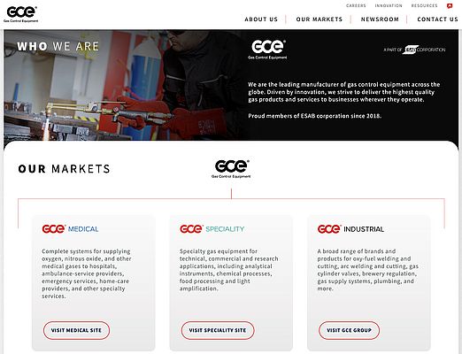 Nouveau site web pour le contrôle des gaz - GCE (ESAB Corporation)